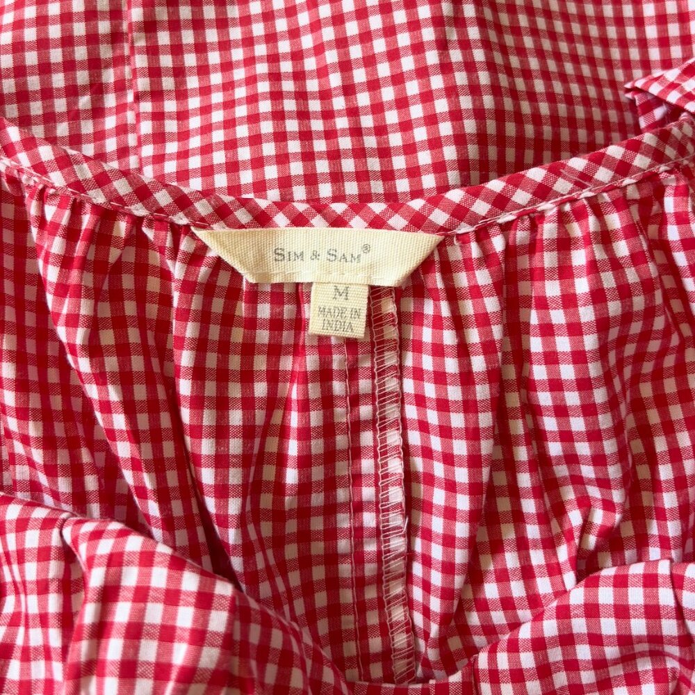 Sim & Sam Red Gingham Ruffle Maxi Dress Sz. M - Picture 3 of 3